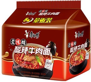 康师傅【老陈醋 酸辣牛肉面】(5袋装) 5x114g